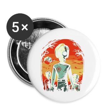 Dessin animé Anime Manga Zombie Goule Amis - Lot de 5 petits badges (25 mm) - blanc - Devant