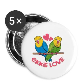 Ekkie Love Bird Avian Parrot Owner - Buttons small 1''/25 mm (5-pack) - white - Front