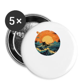 Kitesurf Kiteboard Kitesurfen Kite-Surf Vintage - Buttons klein 25 mm (5er Pack) - Weiß - Vorne