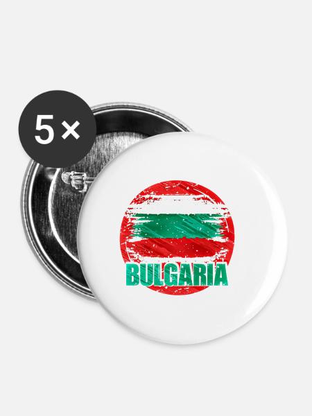 Bulgarien - Buttons klein 25 mm (5er Pack) - Weiß