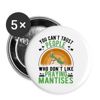 Gottesanbeterin Geschenk Mantis Fangschrecke - Buttons klein 25 mm (5er Pack) - Weiß - Vorne