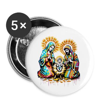 Christmas Family | Merry Christmas Jesus Mary - Buttons small 1''/25 mm (5-pack) - white - Front