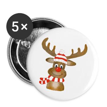 Weihnachtselch - Buttons klein 25 mm (5er Pack) - Weiß - Vorne