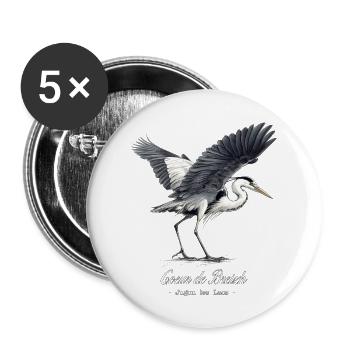 heron cendre coeur de breizh jugon les lacs - Lot de 5 petits badges (25 mm) - blanc - Devant