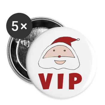 WEIHNACHTSMANN VIP - Buttons klein 25 mm (5er Pack) - Weiß - Vorne