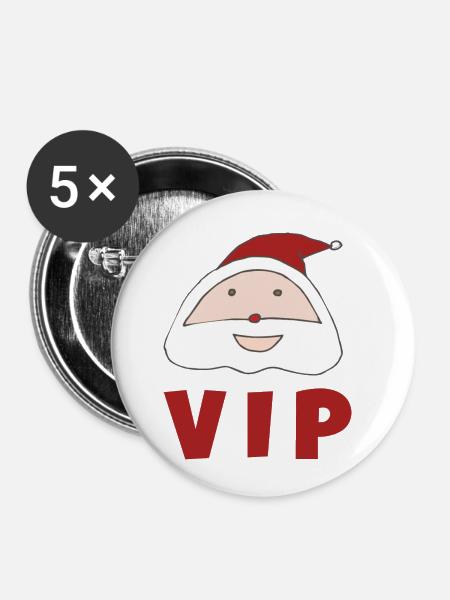 WEIHNACHTSMANN VIP - Buttons klein 25 mm (5er Pack) - Weiß