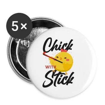Poussin de poulet de hockey sur gazon avec - Lot de 5 petits badges (25 mm) - blanc - Devant
