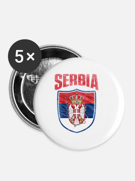 Serbien - Buttons klein 25 mm (5er Pack) - Weiß