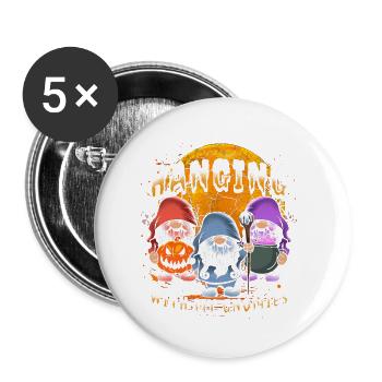 Hanging With My Gnomies - Buttons klein 25 mm (5er Pack) - Weiß - Vorne