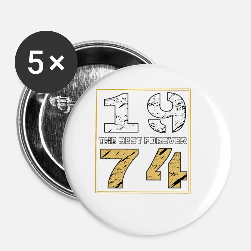 THE BEST FOREVER 1974 - Buttons klein 25 mm (5er Pack) - Weiß