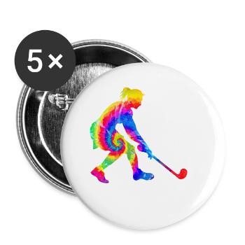 Field Hockey Tie Dye - Buttons klein 25 mm (5er Pack) - Weiß - Vorne