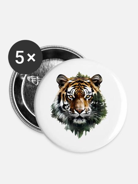 Tiger - Buttons klein 25 mm (5er Pack) - Weiß