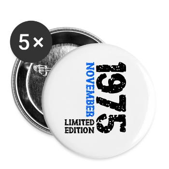 1975 November Limited Edition 48. Geburtstag Deko - Buttons klein 25 mm (5er Pack) - Weiß - Vorne