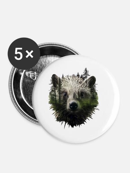 Stachelschwein - Buttons klein 25 mm (5er Pack) - Weiß