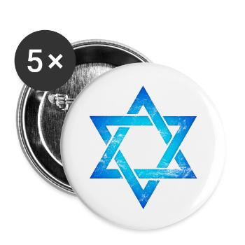 Israel Star Star of David Hexagram Judaism Symbol - Buttons small 1''/25 mm (5-pack) - white - Front