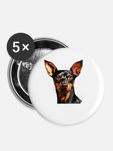 Pinscher - Buttons klein 25 mm (5er Pack) - Weiß