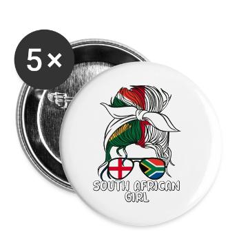 Halb Englisch, Halb Mädchen, Südafrika, Südafrika - Buttons klein 25 mm (5er Pack) - Weiß - Vorne