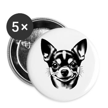 Grinning Dog Little Loyal Friend - Buttons small 1''/25 mm (5-pack) - white - Front