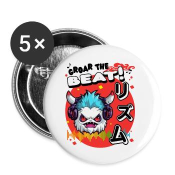 Groar the Beat Kawaii Monster Japanese Style - Buttons small 1''/25 mm (5-pack) - white - Front