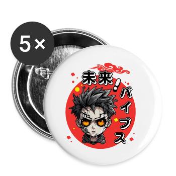 Future Vibes Cyberpunk Young Japanese Style - Buttons small 1''/25 mm (5-pack) - white - Front