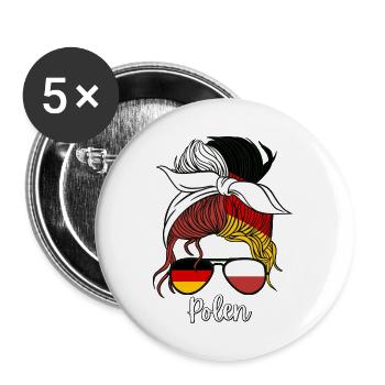 Polska dziewczyna Polen Polish Girl Women's - Buttons small 1''/25 mm (5-pack) - white - Front