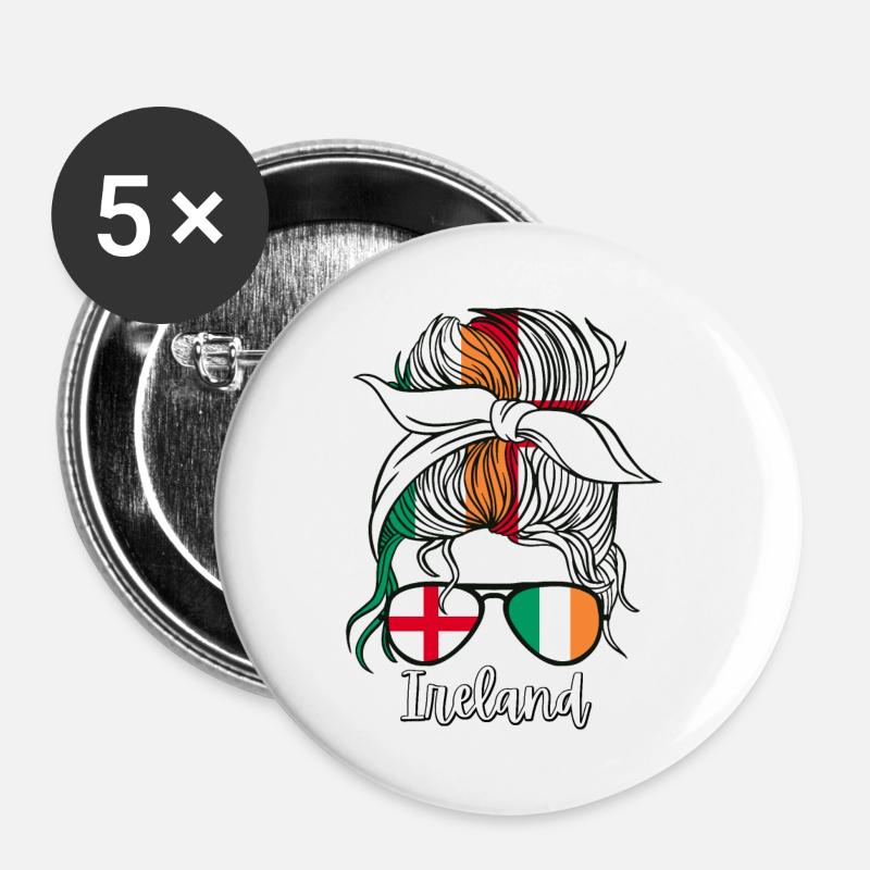 Irland Halb Englisch Halb Irisches Mädchen England - Buttons klein 25 mm (5er Pack) - Weiß