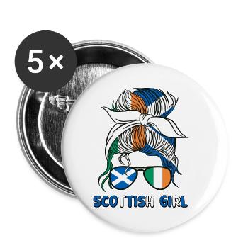 Irish Half Scottish Girl Ireland Scotland Éireann - Buttons small 1''/25 mm (5-pack) - white - Front