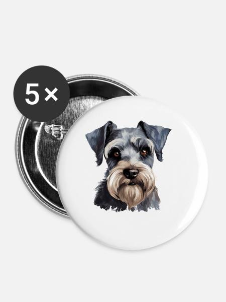 Schnauzer - Buttons klein 25 mm (5er Pack) - Weiß