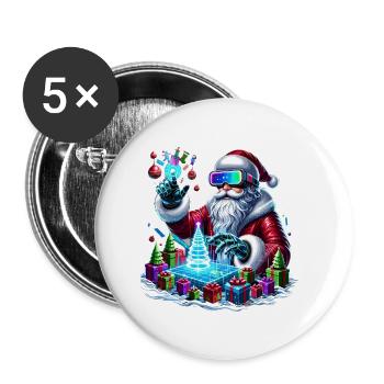 Merry Christmas Christmas Santa Claus - Buttons small 1''/25 mm (5-pack) - white - Front