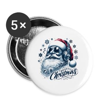 Merry Christmas Christmas Santa Claus - Buttons small 1''/25 mm (5-pack) - white - Front