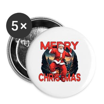 Merry Christmas Christmas Santa Claus - Buttons small 1''/25 mm (5-pack) - white - Front