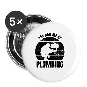 Plumber Lover - Buttons small 1''/25 mm (5-pack) - white - Front