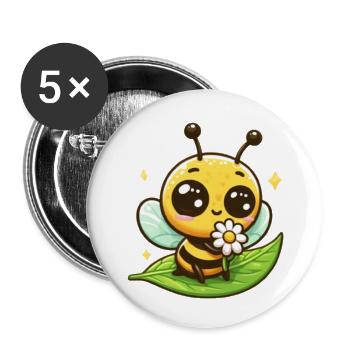 Biene Karikatur 7 - Buttons klein 25 mm (5er Pack) - Weiß - Vorne