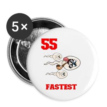 Lustiger Geburtstagsspruch 55 Jahre Alt - Buttons klein 25 mm (5er Pack) - Weiß - Vorne