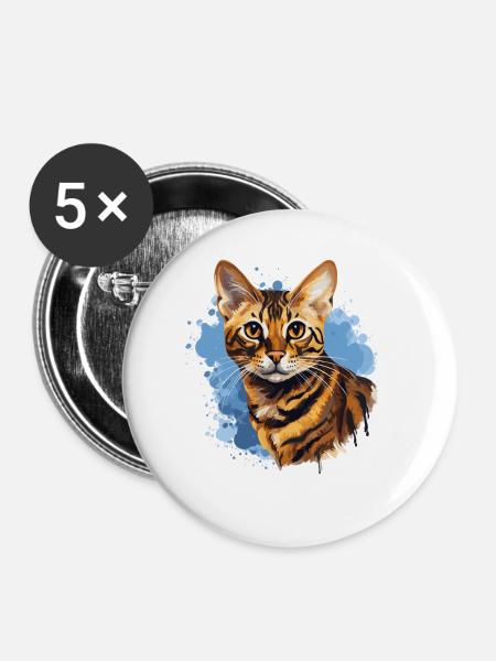Bengal Cat - Buttons klein 25 mm (5er Pack) - Weiß