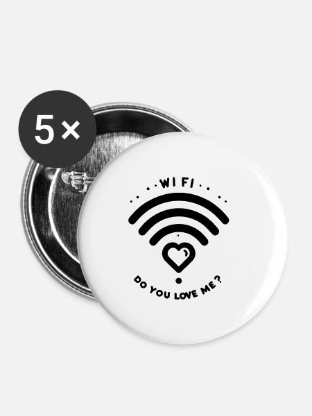 WIFI Liebst du mich? - Buttons klein 25 mm (5er Pack) - Weiß