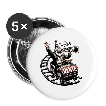 Rente Pensionist Pensionierung 2024 Mann & Frau - Buttons klein 25 mm (5er Pack) - Weiß - Vorne