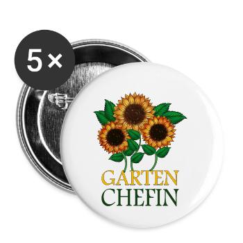 mère, jardin, patron, fleurs, lit, légumes, fruits, récolte - Lot de 5 petits badges (25 mm) - blanc - Devant