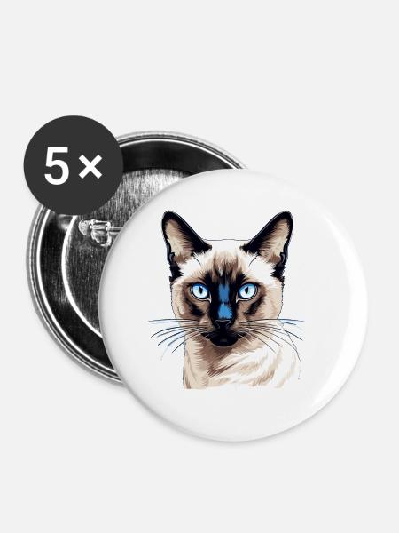 Siamese Cat Siamkatze - Buttons klein 25 mm (5er Pack) - Weiß