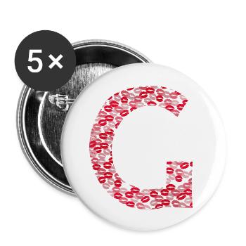 Letter G - kiss shirt - Buttons small 1''/25 mm (5-pack) - white - Front