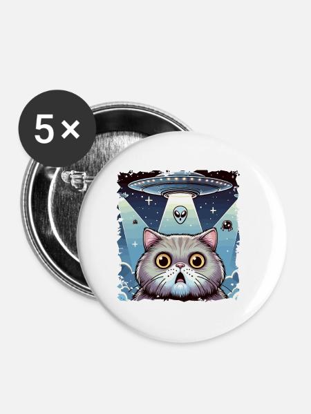 Lustiges Außerirdischer Alien Believe - Buttons klein 25 mm (5er Pack) - Weiß