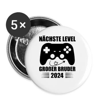 Nächste Level Großer Bruder 2024 - Buttons klein 25 mm (5er Pack) - Weiß - Vorne