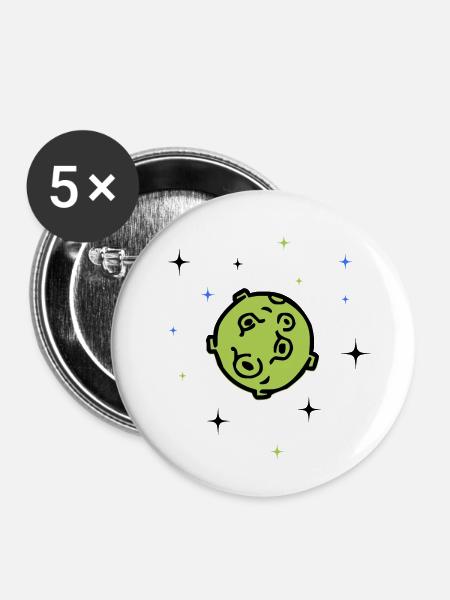 planet - Buttons klein 25 mm (5er Pack) - Weiß