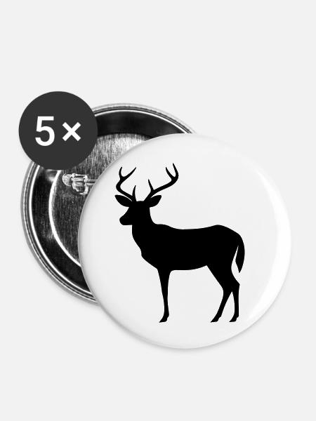 Hirsch - Buttons klein 25 mm (5er Pack) - Weiß
