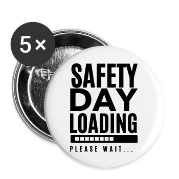 Safety Day Loading - Please Wait | Safety Day Gift - Buttons small 1''/25 mm (5-pack) - white - Front