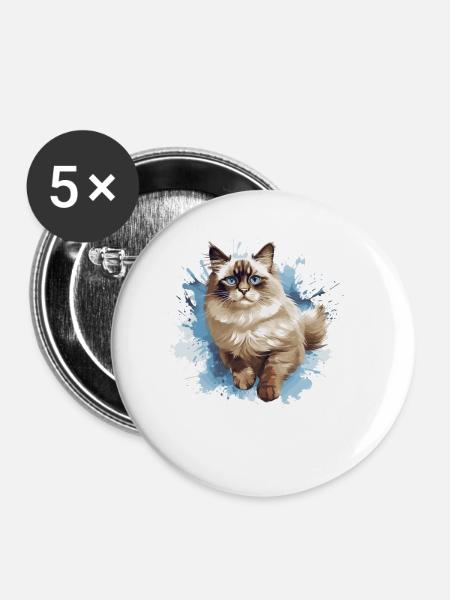 Ragdoll - Buttons klein 25 mm (5er Pack) - Weiß