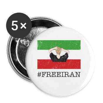 Neue iranische Flagge Kein Hijab weibliche Faustunterstützung - Buttons klein 25 mm (5er Pack) - Weiß - Vorne