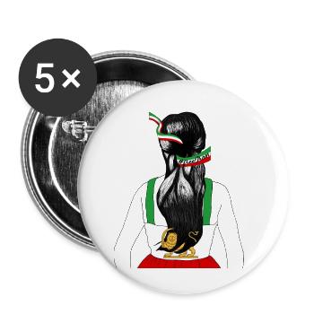 Iranische Flagge weibliche Haare unterstützen Frauen des Iran - Buttons klein 25 mm (5er Pack) - Weiß - Vorne