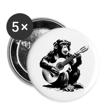 Affen Orchester Gitarre StreetArt Banksy Style - Buttons klein 25 mm (5er Pack) - Weiß - Vorne