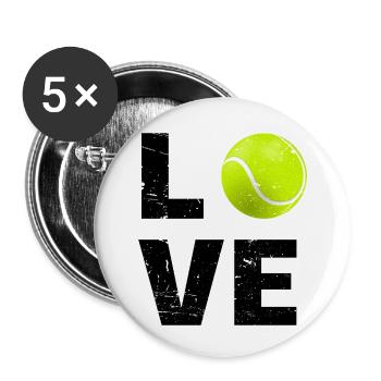 Tennis Liebe - Buttons klein 25 mm (5er Pack) - Weiß - Vorne